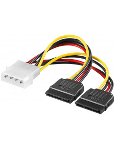 Kabel zasilający typu Y/adapter zasilający do komputera, wtyk 5,25 na 2 x SATA - Długość kabla 0.13 m