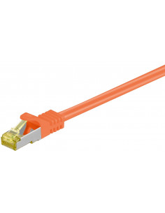 RJ45 patchkabel, CAT 6A S/FTP (PiMF), 500 MHz z CAT 7 kable surowym, Pomarańczowy - Długość kabla 1 m