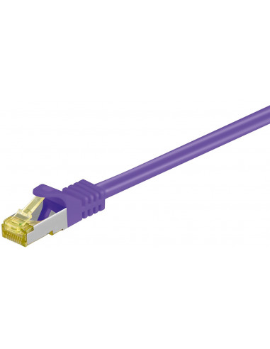 RJ45 patchkabel, CAT 6A S/FTP (PiMF), 500 MHz z CAT 7 kable surowym, Fioletowy - Długość kabla 0.5 m