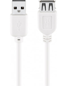 Przedłużacz USB 2.0 Hi-Speed, Biały - Długość kabla 1.8 m