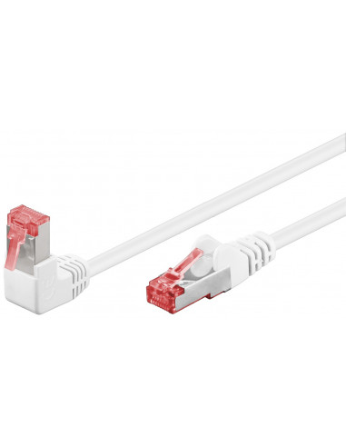 CAT 6Kabel łączący 1x 90° pod kątem,S/FTP (PiMF), biały - Długość kabla 1 m