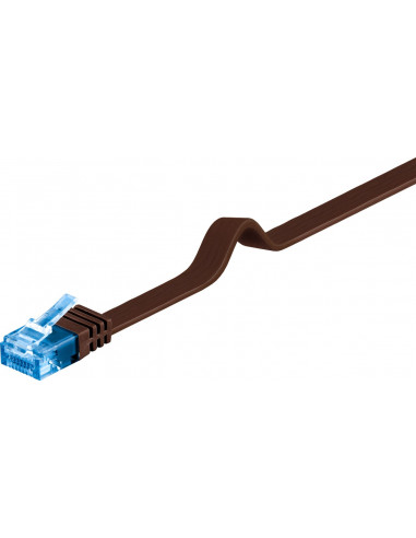 CAT 6A Płaska Kabel połączeniowy,U/UTP, Ciemnobrązowy - Długość kabla 2 m