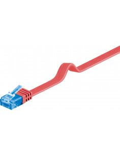 CAT 6A Płaska Kabel połączeniowy,U/UTP, Czerwony - Długość kabla 2 m