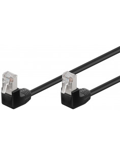 CAT 5e Kabel łączący 2x 90° pod kątem,F/UTP, Czarny - Długość kabla 1 m