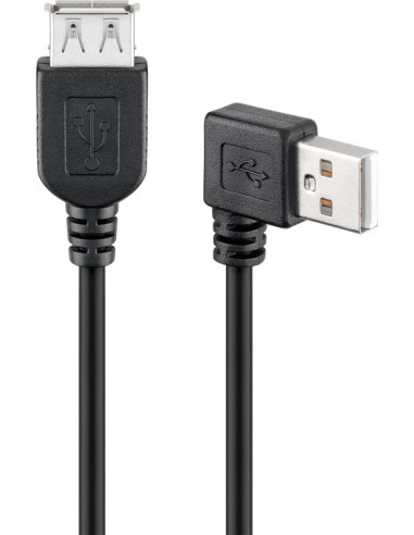 Przedłużacz USB 2.0 Hi-Speed 90°, Czarny - Długość kabla 0.3 m