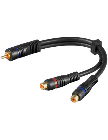 Kabel przejściowy audio typu Y, 1 x wtyk cinch stereo na 1 x gniazdo cinch, miedź beztlenowa, podwójnie ekranowany - Długość kab