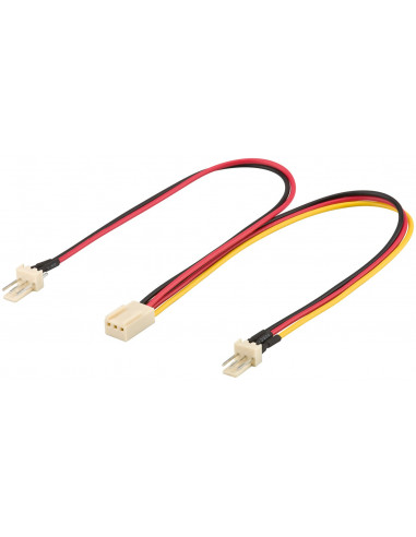 Kabel zasilający typu Y do wentylatora komputerowego, 3-pinowy wtyk/3-pinowe gniazdo - Długość kabla 0.22 m