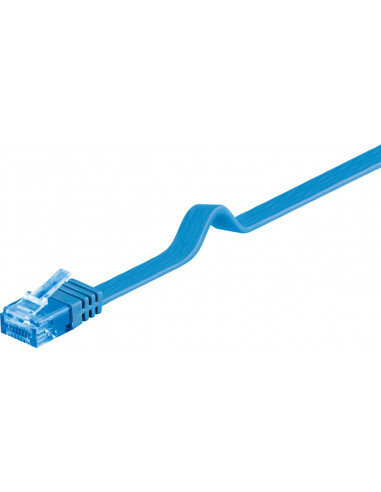 CAT 6A Płaska Kabel połączeniowy,U/UTP, Niebieski - Długość kabla 0.5 m