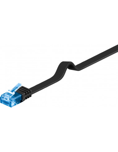 CAT 6A Płaska Kabel połączeniowy,U/UTP, Czarny - Długość kabla 0.5 m