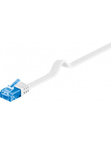 CAT 6A Płaska Kabel połączeniowy,U/UTP, Biały - Długość kabla 0.5 m