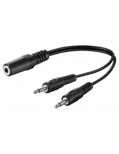 Kabel adaptera audio typu Y 3,5 mm, 1 x gniazdo stereo na 2 x wtyk mono - Długość kabla 0.2 m