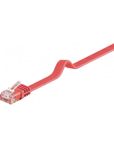 CAT 6Płaska Kabel połączeniowy,U/UTP, Czerwony - Długość kabla 1.5 m