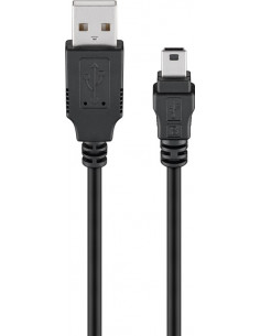 Kabel USB 2.0 Hi-Speed, Czarny - Długość kabla 0.15 m