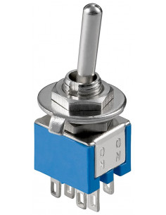 Przełącznik krzyżakowy miniaturowy, 2x UM, 6 pinów, obudowa niebieska