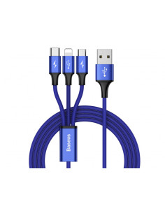 BASEUS Kabel 3w1 USB-microUSB/Lightning/Type-C 1.2m 3A (CAMLT-SU13) Dark Blue
