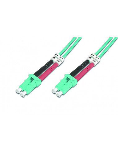 Kabel krosowy patchcord światłowodowy LC/LC dplx MM 50/125 OM3 LSOH 7m turkusowy