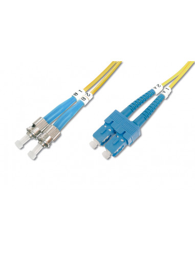 Kabel krosowy patchcord światłowodowy ST/SC duplex OS2 LSOH 1m żółty