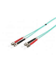 Kabel krosowy patchcord światłowodowy ST/ST duplex MM 50/125 OM3 LSOH 10m turkusowy