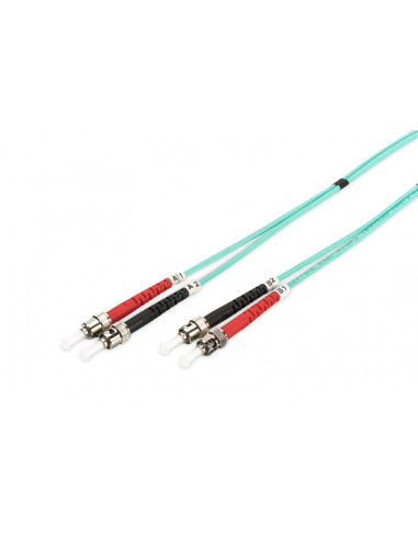 Kabel krosowy patchcord światłowodowy ST/ST duplex MM 50/125 OM3 LSOH 5m turkusowy
