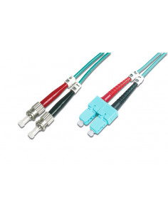 Kabel krosowy patchcord światłowodowy ST/SC duplex MM 50/125 OM3 LSOH 2m turkusowy