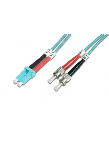 Kabel krosowy patchcord światłowodowy LC/ST duplex OM3 LSOH 5m turkusowy