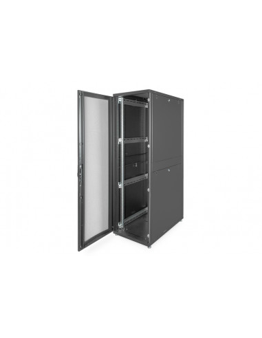 Szafa serwerowa stojąca Unique 19" 42U rack 600x1000, drzwi przód perforacja, czarny, 1000kg