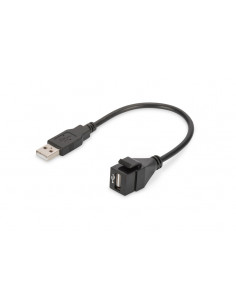 Moduł keystone USB 2.0 typ A z kablem 16 cm gniazdo / wtyk czarny 1szt