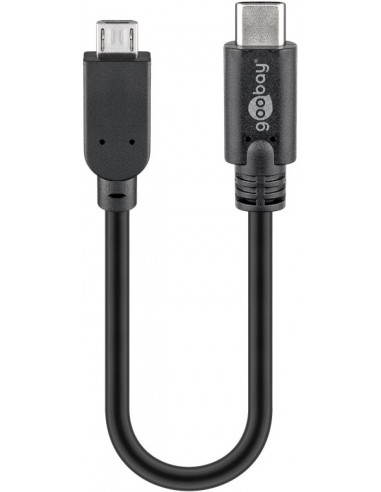 Kabel USB 2.0 z USB-C™ do Micro-B 2.0, czarny - Długość kabla 0.2 m