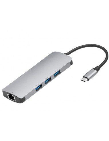 ADAPTER EMAVO A-4, USB-C, HDMI 4K, USB 3.0, PDW 100W, ETH, Brown box