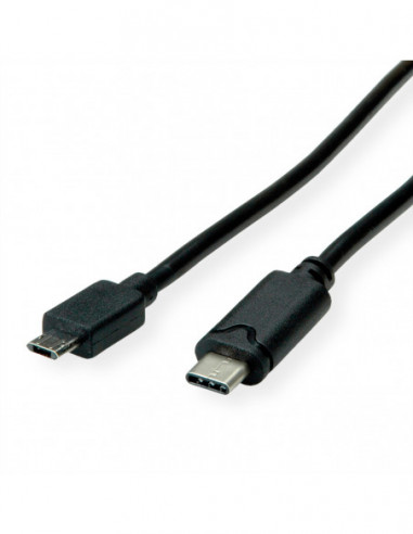 ROLINE Kabel USB 2.0, C - Micro B (odwracalny), M/M, czarny, 1,8 m