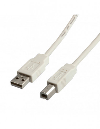 Kabel USB 2.0, typ A-B, beżowy, 0,8 m