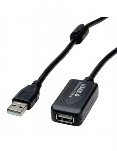 VALUE Kabel przedłużający USB 2.0, aktywny z Repeaterem, czarny, 15 m
