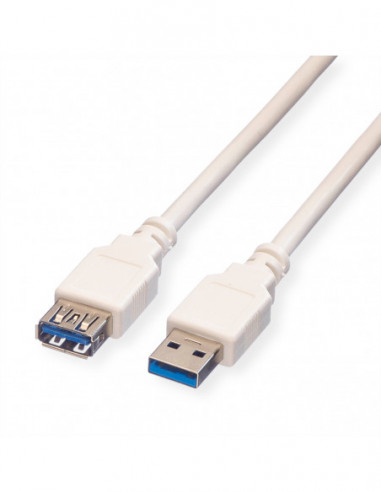 Kabel USB 3.2 Gen 1, typ A, M/F, beżowy, 0,8 m