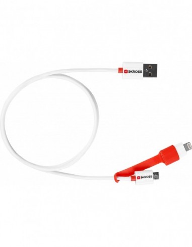 SKROSS 2 w 1 Ładowarka micro USB oraz złącze Lightning 1m biały
