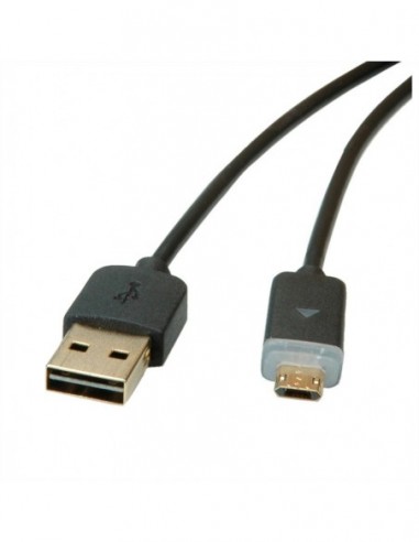 ROLINE GOLD LED kabel USB 2.0, USB A ST - Micro USB B ST, odwracalny, QC2.0, 1,0 m