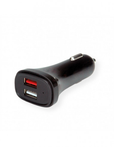 VALUE Ładowarka USB z wtyczką samochodową, 2 porty (1x QC3.0, 1x 5VDC 2.4A), 18W