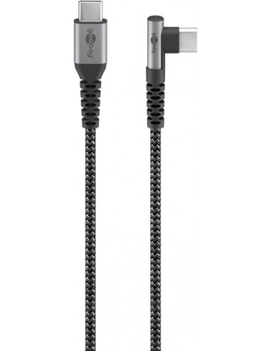 Kabel tekstylny USB-C™ do USB-A z metalowymi wtyczkami (gwiezdna szarość/srebrny), 90°, 2 m - Długość kabla 2 m